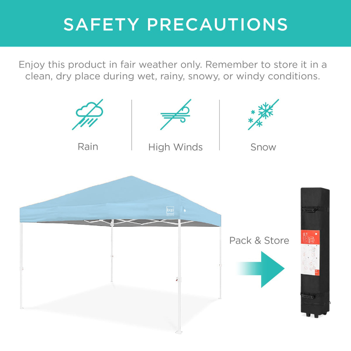 One-Person Setup Instant Pop Up Canopy w/ Case, 4 Weight Bags - 10x10ft