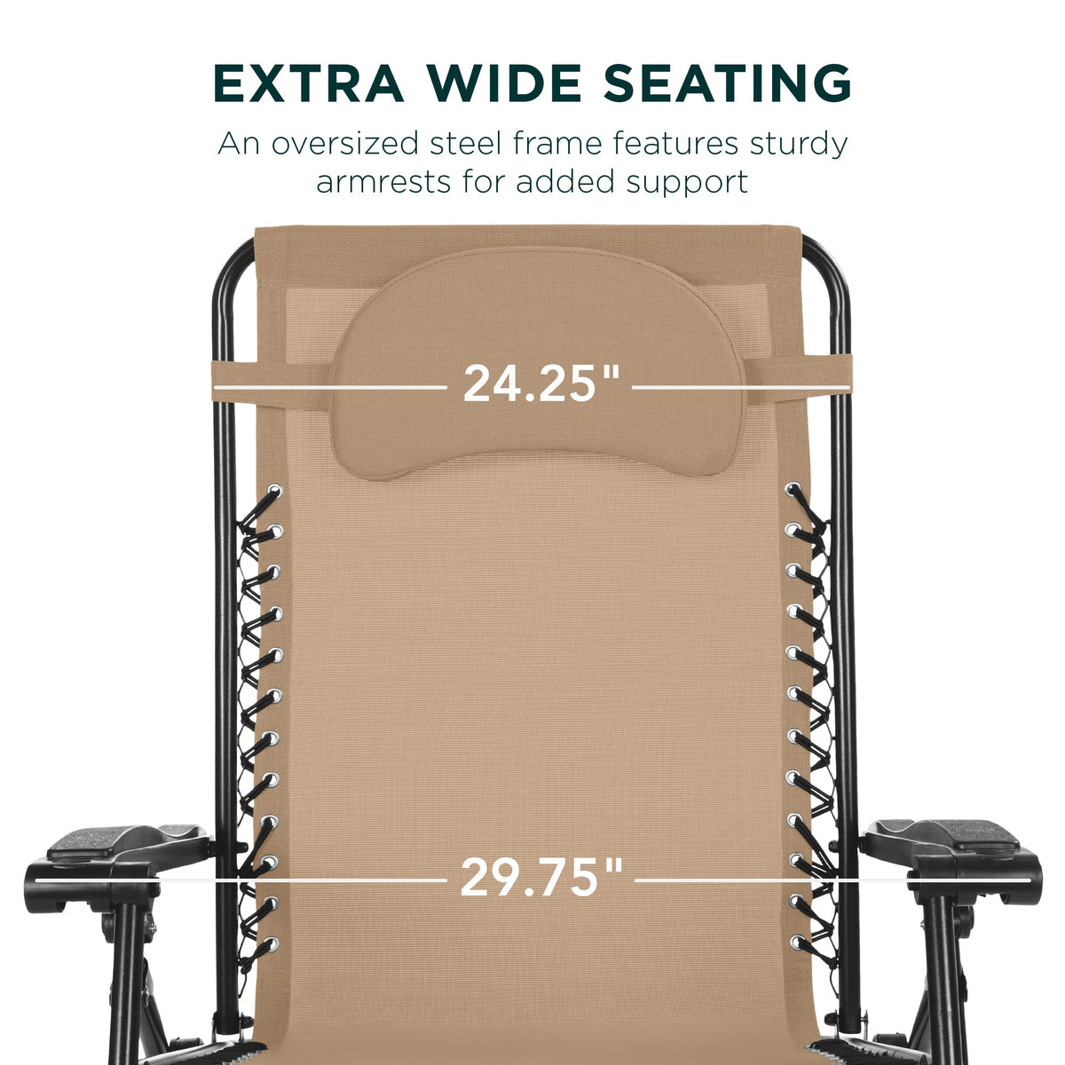 Oversized Reclining Zero Gravity Chair Lounger w/ Cup Holder, Pillow